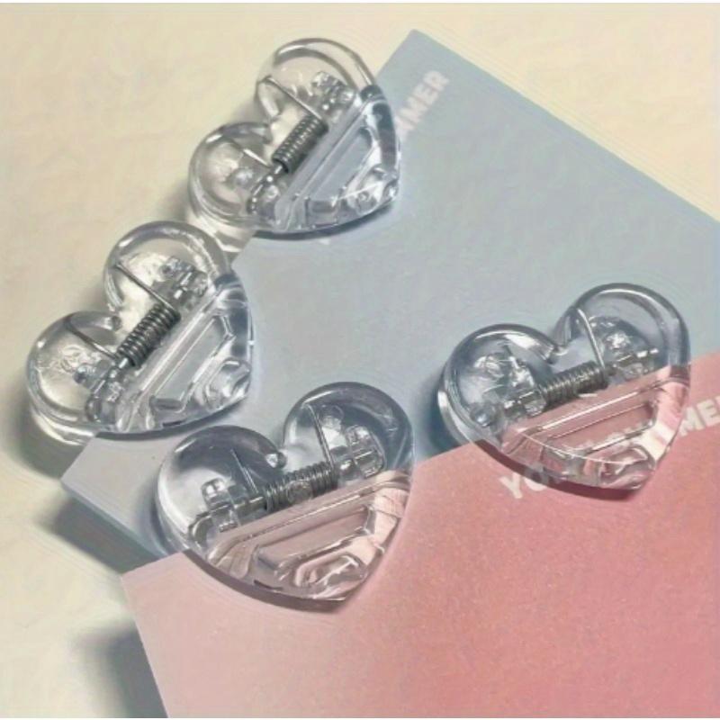 4pcs Heart-shaped memo clip, multi-functional paper clip, suitable for offi, school and home use.