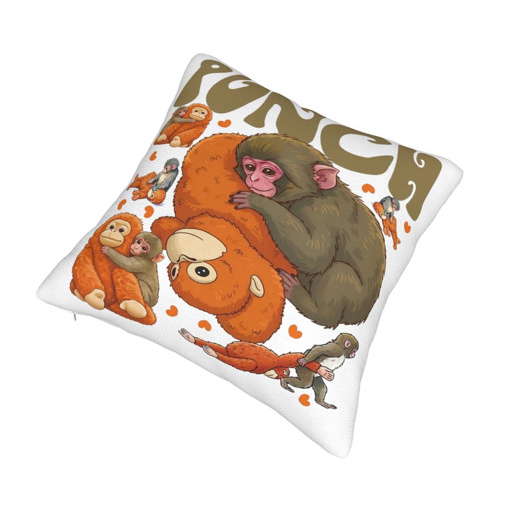 Punch Monkey Cute Pillowcase Printed Polyester Cushion Cover Decorations Throw Pillow Case Cover Bedroom Square 40X40Cm