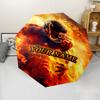 1PC Custom Name "Fire Ice Hockey" Automatic Folding Umbrella Compact Travel Umbrella for Men & Women, Ideal Gift for Christmas, Birthdays, Hallo