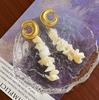 Moonlight & Sea French Retro Shell Beaded Stud Earrings, Mori Style Luxury Moon design A103