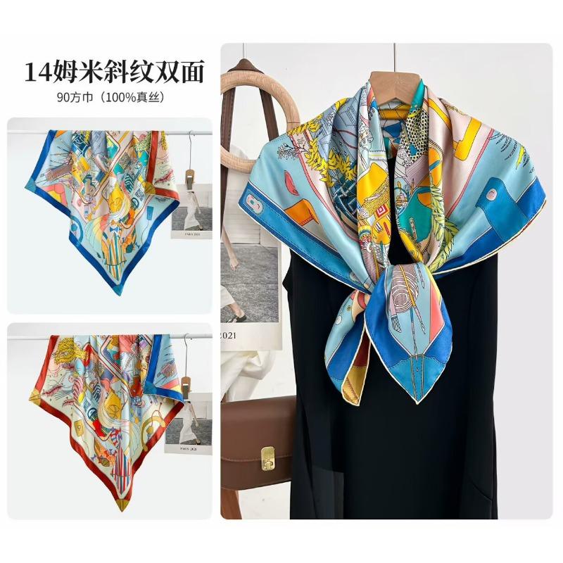 Silk twill 14 mmi large silk scarf women's fashion versatile high-end mulberry silk square scarf light luxury versatile 90 shawl