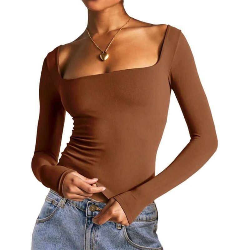 Long Sleeved Square Neck Sexy Base Shirt Long Sleeve Square-Neck Sexy Base Shirt