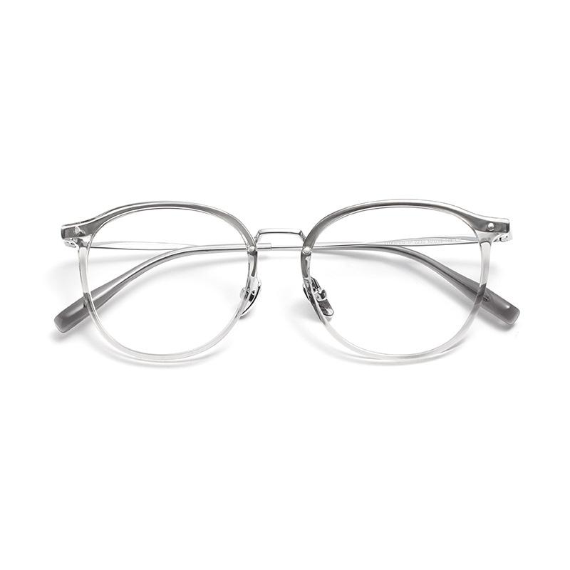 Pure Titanium + TR Glasses Frame Women Ultra-light Retro Round Eyewear Super Tough Mirror Legs Gradient Spectacles
