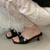 Fairy Style with Skirt, Rhinestone Sandals with Slippers, Square Head, Thin Heel, Sandals, Women's High Heels, Soft Sole Tide