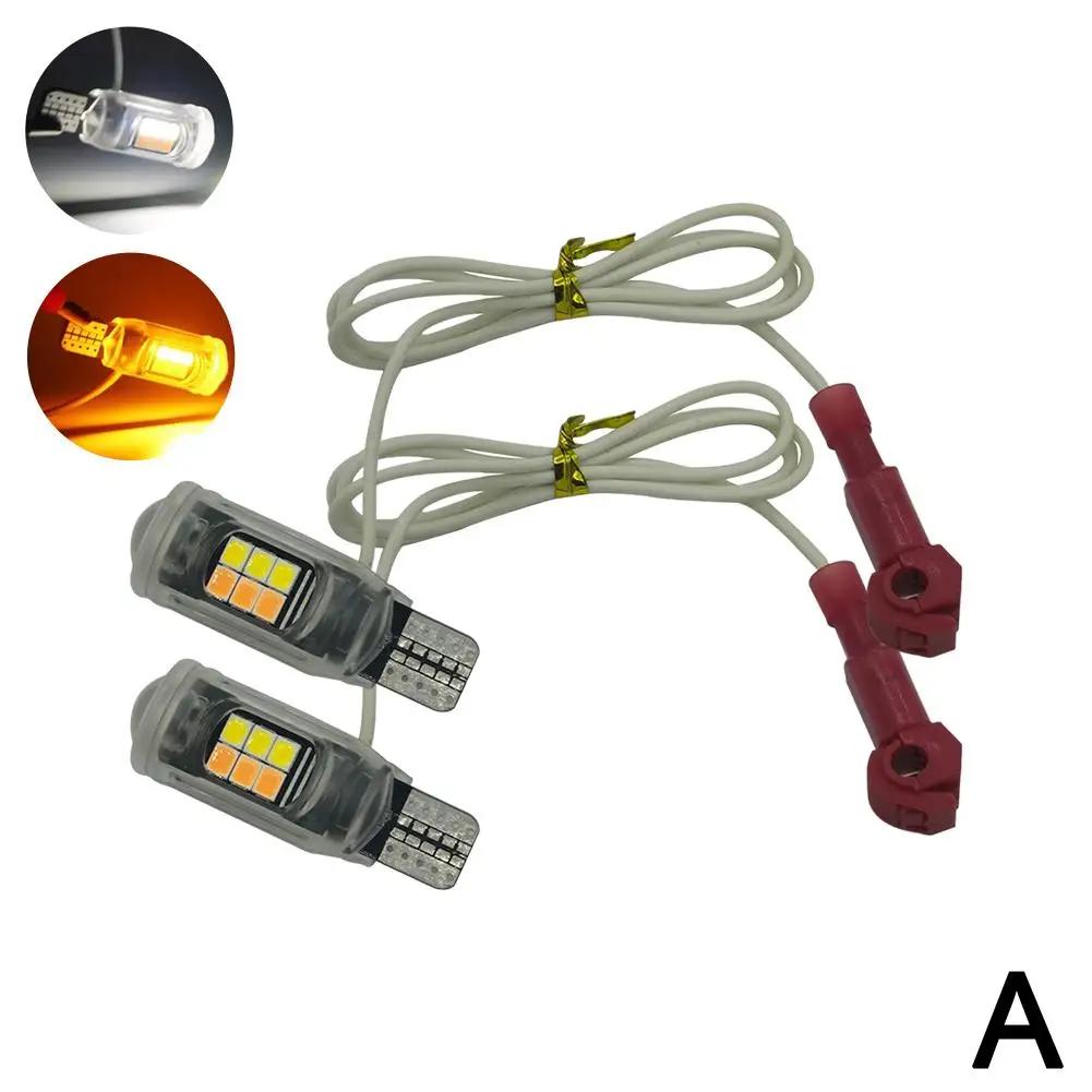 

2pcs Motorcycle T10/t15 Turn Signal 12v Two-color High Indicator Width Brightness Light Tail Bulb Driving 16smd W5w Abs 283 L2z3
