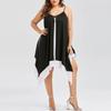 Women Plus Size V Collar Loose Bilayer Dress With Irregular Mini Silhouette For Casual And Party Wear