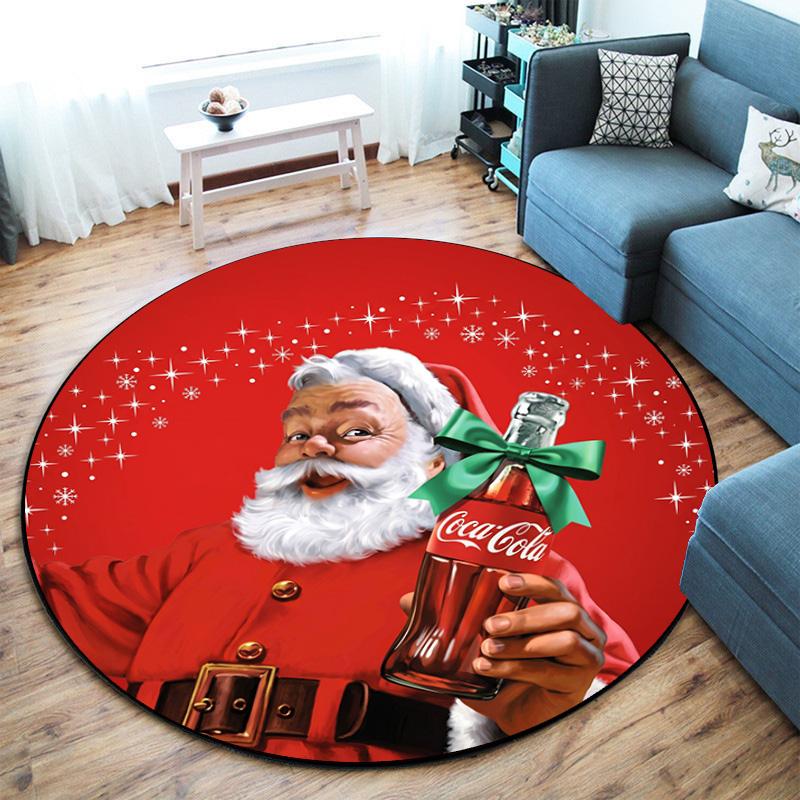 Christmas Gift Halloween Theme Bear Truck Coca Cola Round Carpet Soft Home Decoration Corridor Table and Chair Anti Slip Outdoor Floor Mat Carpet H14