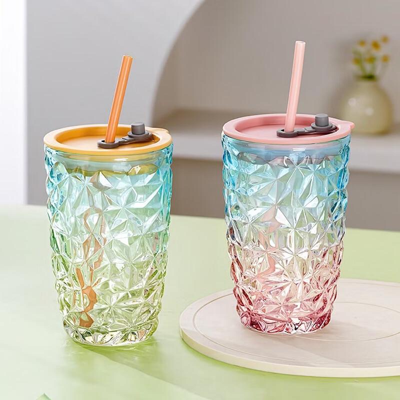Lovwish Crystal Diamond Glass Straw Cup