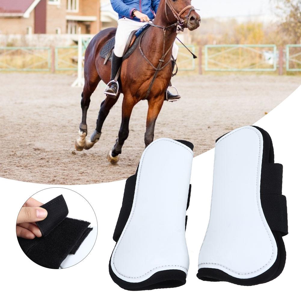 2PCS White Horse Jumping Leg Boot Protection Support Wrap Guard Professional Equestrian