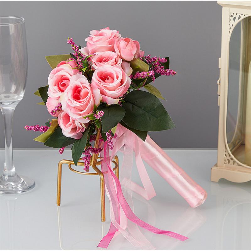 Bridal Bridesmaid Wedding Bouquet White Silk Flowers Roses Wedding Accessories Mariage Bouquet Artificial Flower