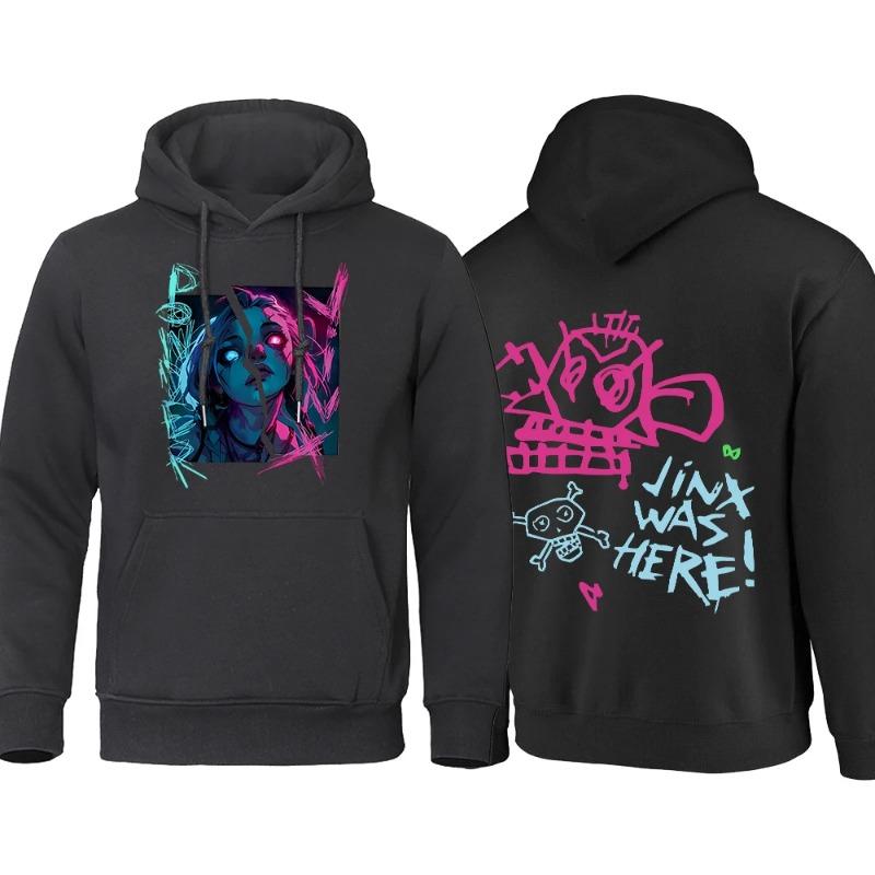 

Arcane Hoodie Men Anime Jinx Hoodies Autumn Высококачественная флисовая толстовка Street Hoody Гибкая мужская одежда Oversize Толстовки и свитшоты мужские 3XL