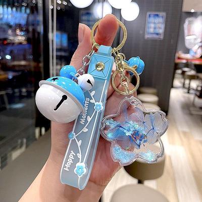 Charming Cherry Blossom Quicksand Keychain with Everlasting Flower Petals - Creative Gift for Women, Schoolbags, or Couples