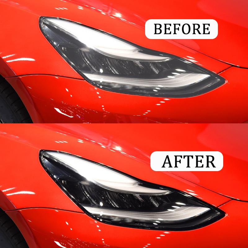 Für Tesla Model 3 Y 2017-2023 TPU Geschwärzte Scheinwerfer Rückleuchten Nebelscheinwerfer Schutzfolie Modifikation Schwarze Farbwechselnde Folien