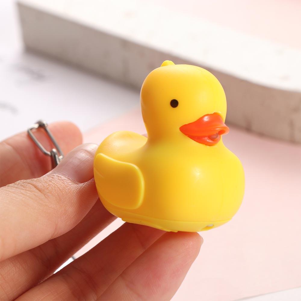 Model Doll Yellow Duck Keychain Animal Shape LED Duck Keyring Sound Light Keychain Girl Boy Lover