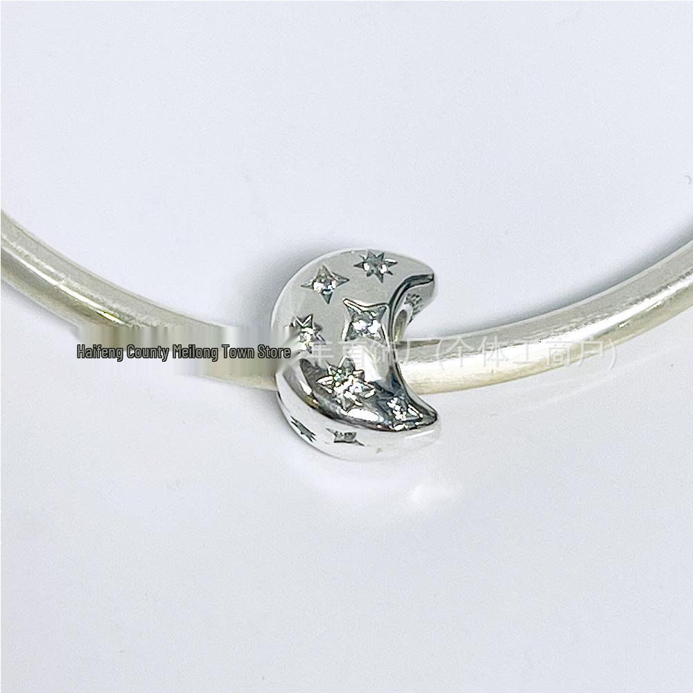 Pandora S925 Sterling Silver Moon & Star Beaded Bracelet S925 Silver