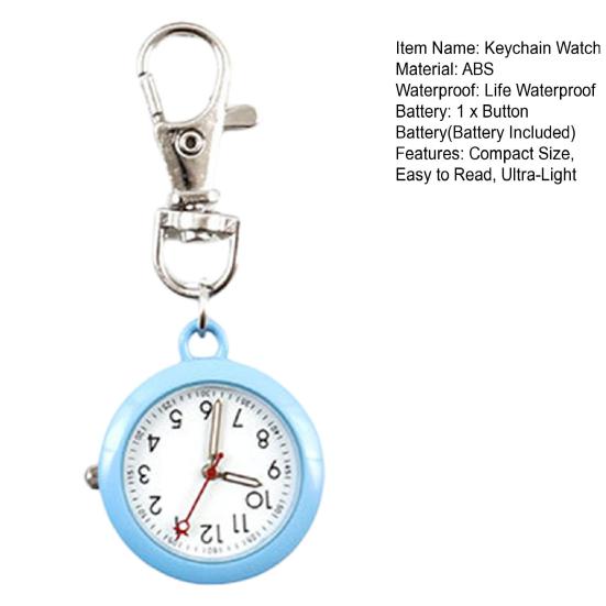 Pocket Watch Waterproof Quartz Movement Ultra-quiet Large Screen with Lobster Clip Record Time Ultra-Light Battery-operated Unisex Keychain
