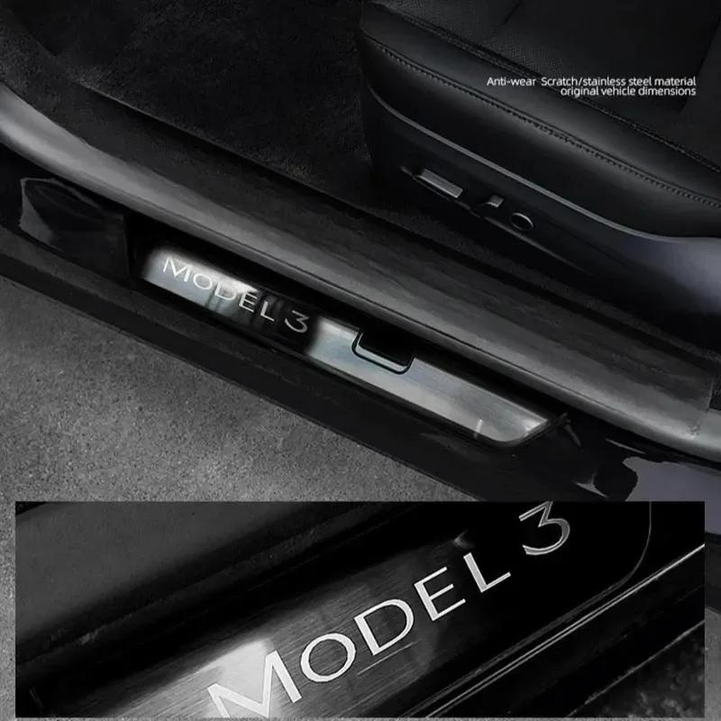 Stainless Steel Door Welcome Pedals for Tesla Model Y Juniper Model 3 2025+ Sill Protector Bars Cover Interior Car Accessories