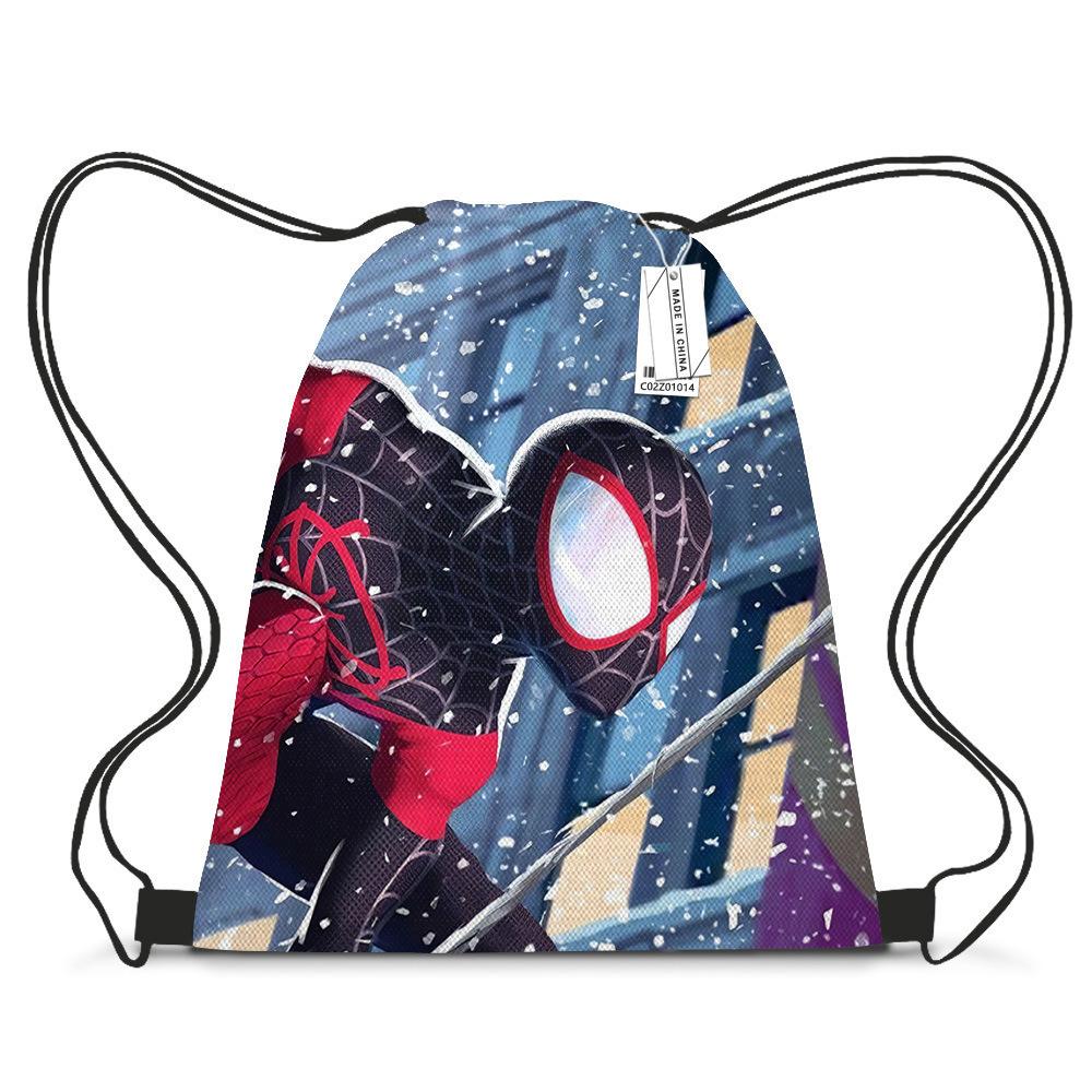 Bundle Pocket Casual Bag Spider-Man Shoulder Cartoon Student Print Drawstring Backpack Storage Bag