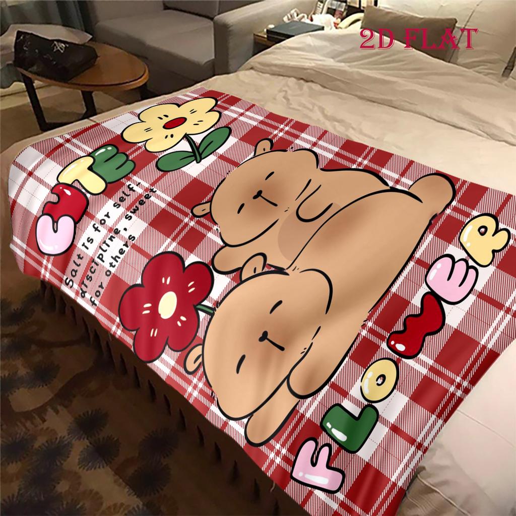 Rainbow Bear Sips Pink Drink blanket blanket Soft and comfortable Outdoor plush blanket Christmas gifts sheet