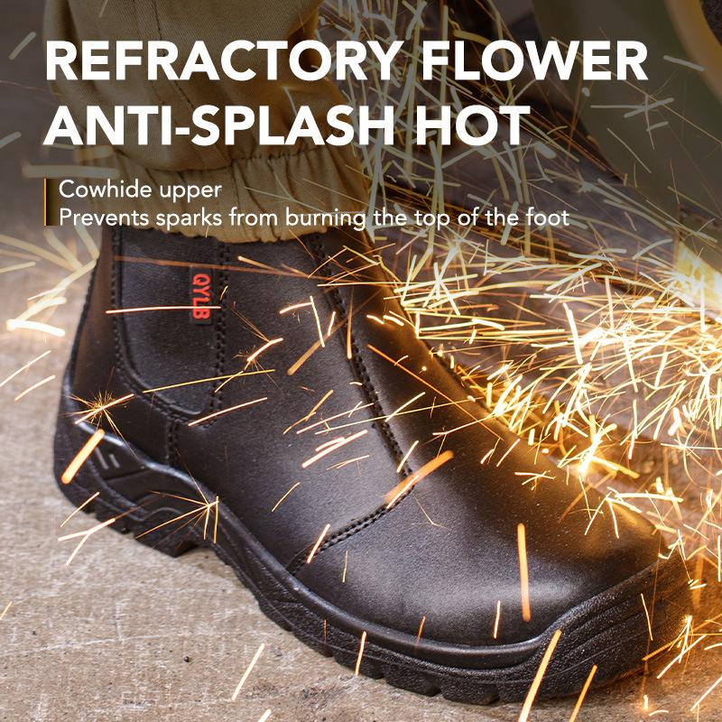 Fashion New Waterproof Work Boots Steel Toe Shoes Men Safety Shoes Anti Scald Welding Boots Puncture-Proof Industrial Shoes Protective