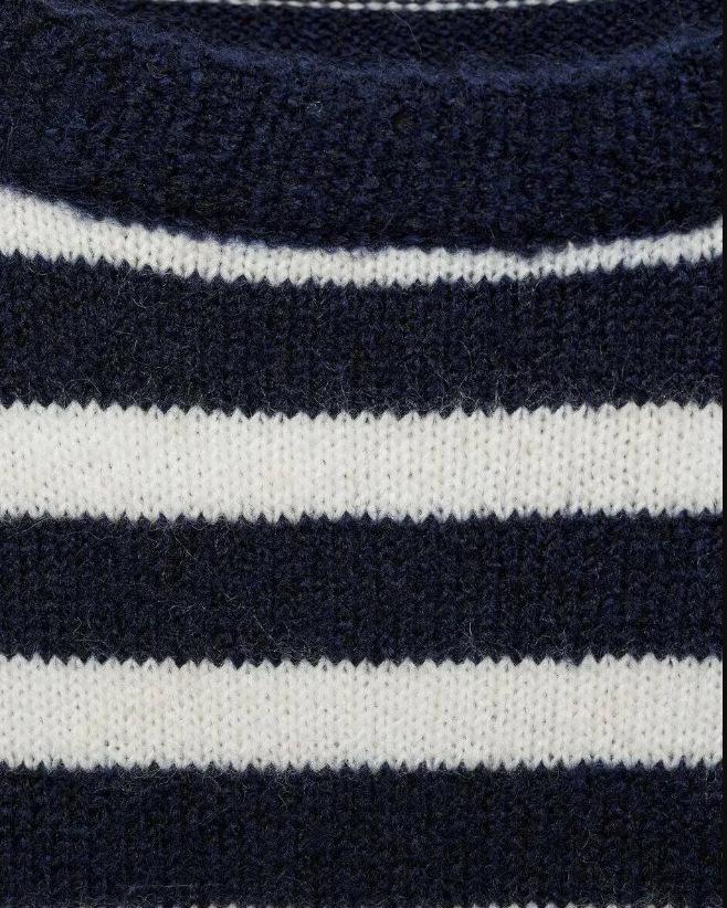 French Retro Striped Wool Knit Dress - Slimming, Warm, Knee-Length for Women