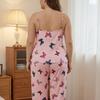 Women's Plus Size Butterfly Print Pajama Set: Sleeveless Camisole & Long Pants