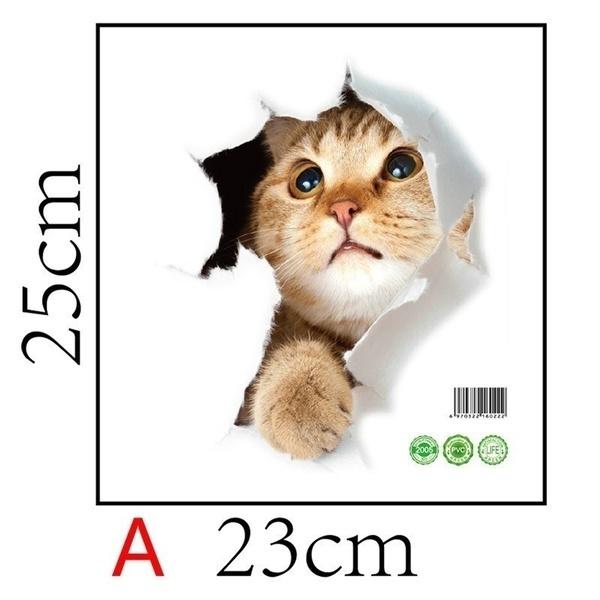 

1 шт., 3D-наклейка на стену с изображением кота, ванная комната, туалет, детская комната, украшение на стену, наклейки, наклейка