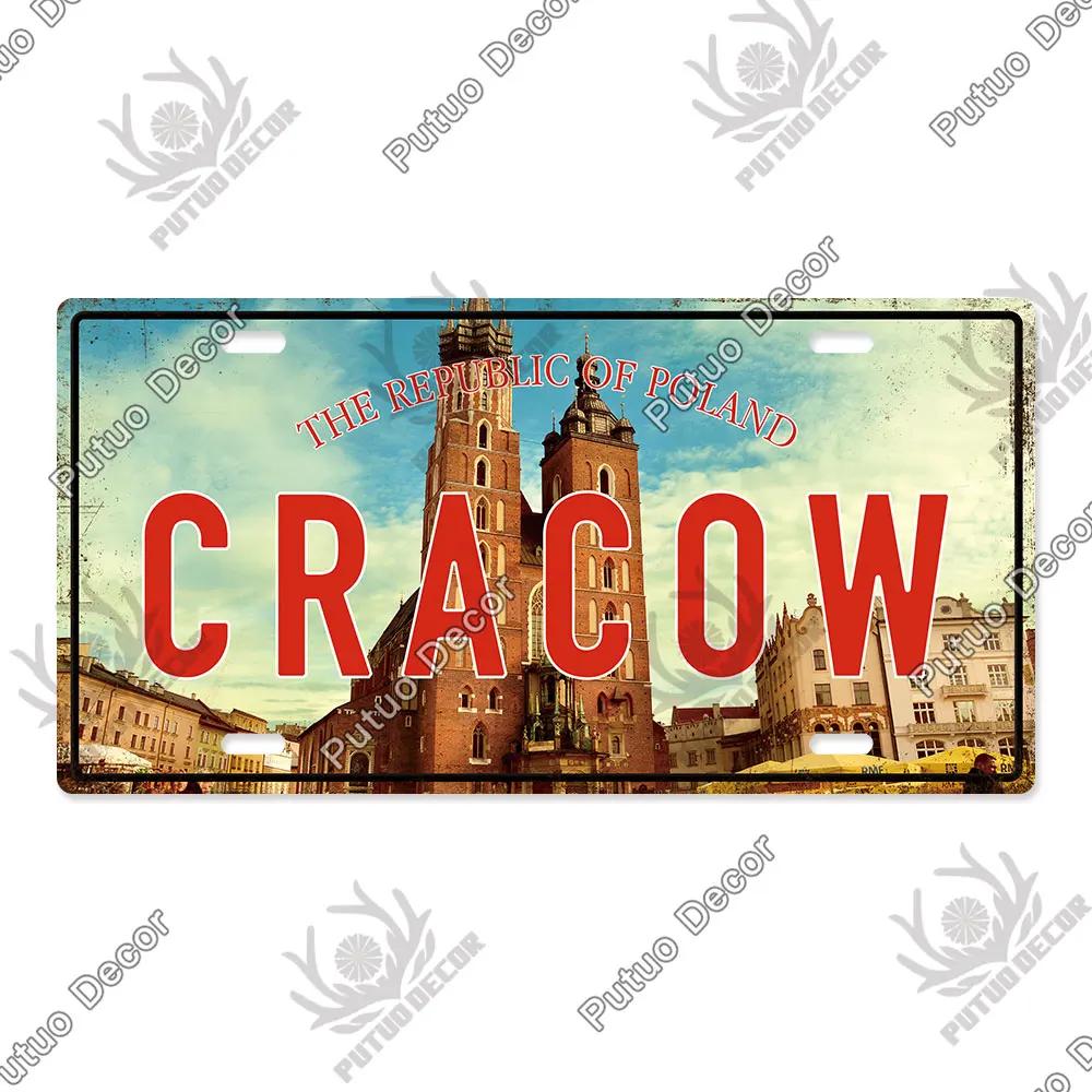 Famous City License Plate Metal Sign Vintage Decor for Home Bedroom Man Cave Wall