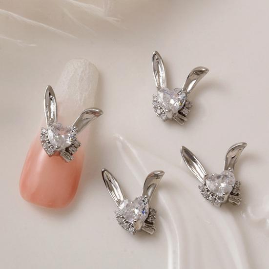 2Pcs Nail Sparkling Decor Non-falling Shining Three-dimensional Art Dazzling DIY New Year Nail Art Bunny
