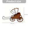 Metal Flower Pot Cart With Pull Handle and Wheel Frame, Aged Rickshaw Holder for Balcony Entry Corner, Porch and Home Garden Display