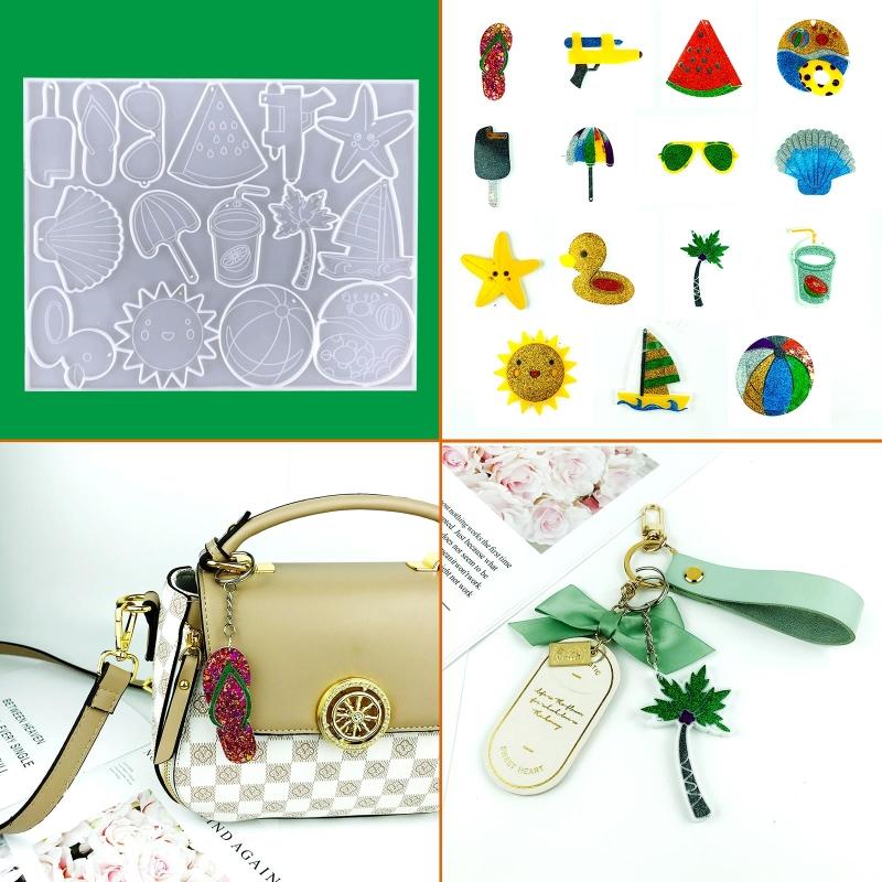 DIY Keychain Pendant Silicone Mold Crystal Epoxy Resin Casting Mould Keychain Pendants Jewelry Making Mold Accessories