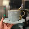 Nordic Light Luxury Designer Coffee Cup with Gold-painted High Value Office Ceramic Cup and Saucer with Spoon