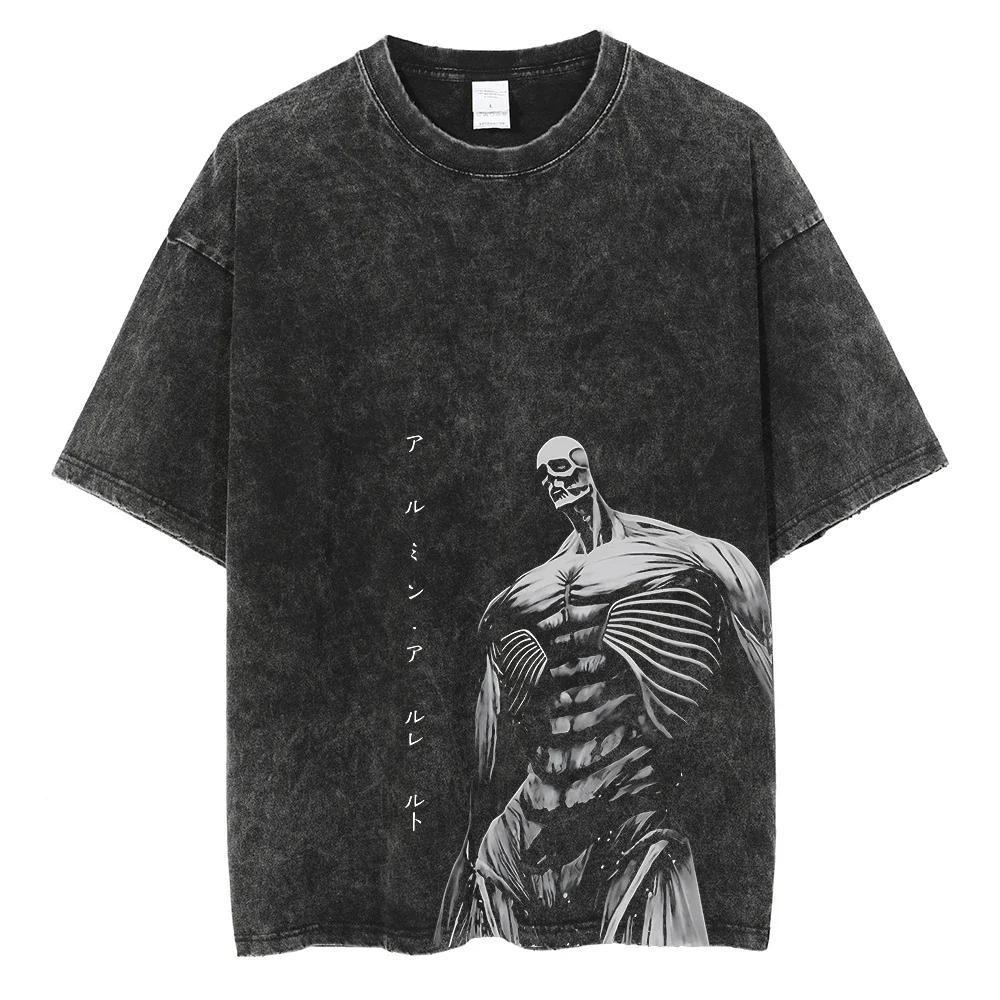 Fashion Streetwear Anime Graphic Print Washed New Arrival Mens Clothes Tee Shirt Homme Graphic TShirts Men Tshirt for Men S