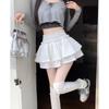Minigonna Floreale A-line Elastica in Vita da Donna per la Primavera con Gonna a Volant a Strati e Design a Gonna Pieghettata