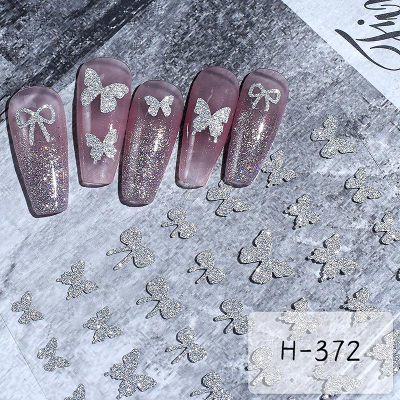 

Сверкающее серебряное сердце пятиугольная звезда бабочка наклейки для ногтей самоклеящиеся слайдеры наклейки своими руками маникюрный дизайн декор H-372