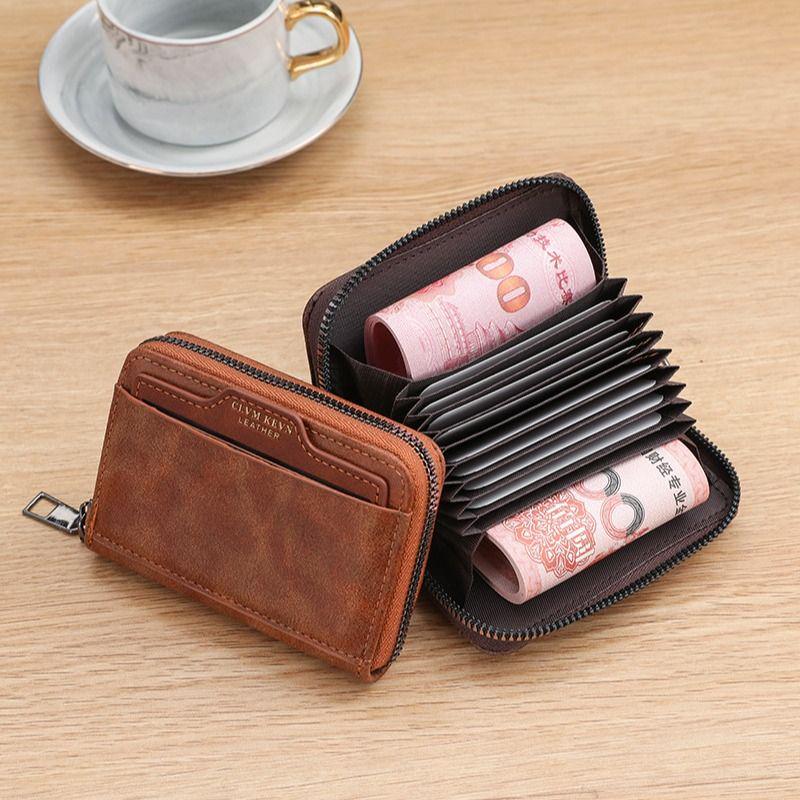 Carteira Multifuncional Retro Masculina com Porta-Cartões e Porta-Carteira de Motorista e Zíper