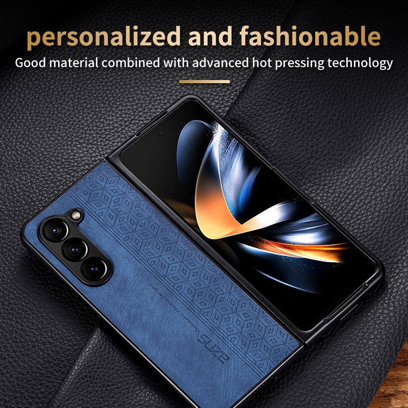 AZNS For Samsung Galaxy Z Fold6 5G Case PU Leather+Hard PC Non-Slip Grip Phone Cover