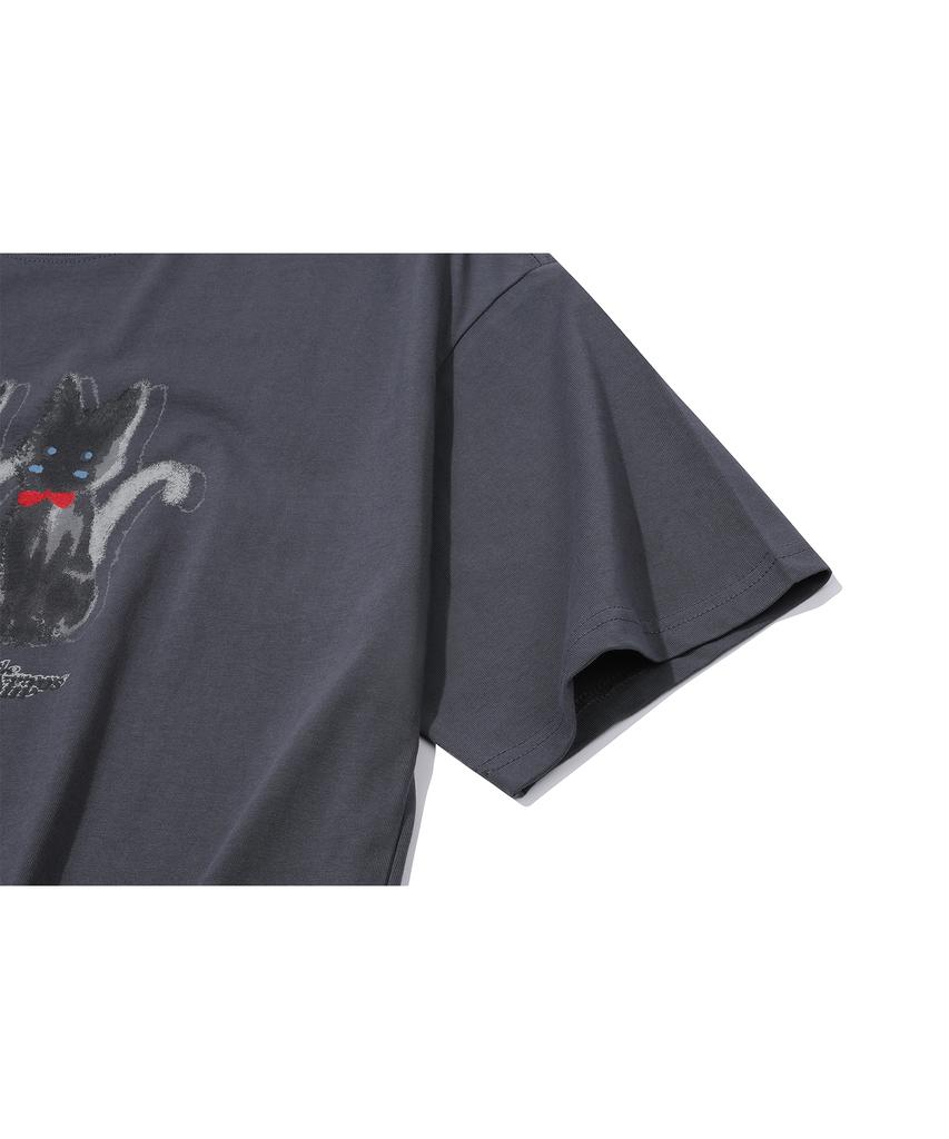 CPGN STUDIO Ghosty Cats Charcoal Short Sleeve T-Shirt