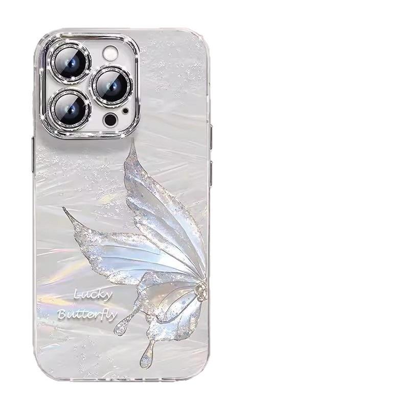 Streamer butterfly is suitable for Apple 16promax mobile phone case, the new iphone15 advanced sense 14 feather yarn women's 13.