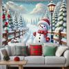 Moonnight Forest Snowman Christmas Tapestry Background Cloth Wall Decoration Living Room Background Wall Room Decoration