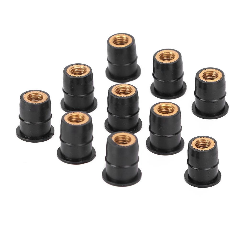 10PCS Well Nut M6x0.8mm Rubber Captive Brass for Motorcycle ATV Windscreens Body