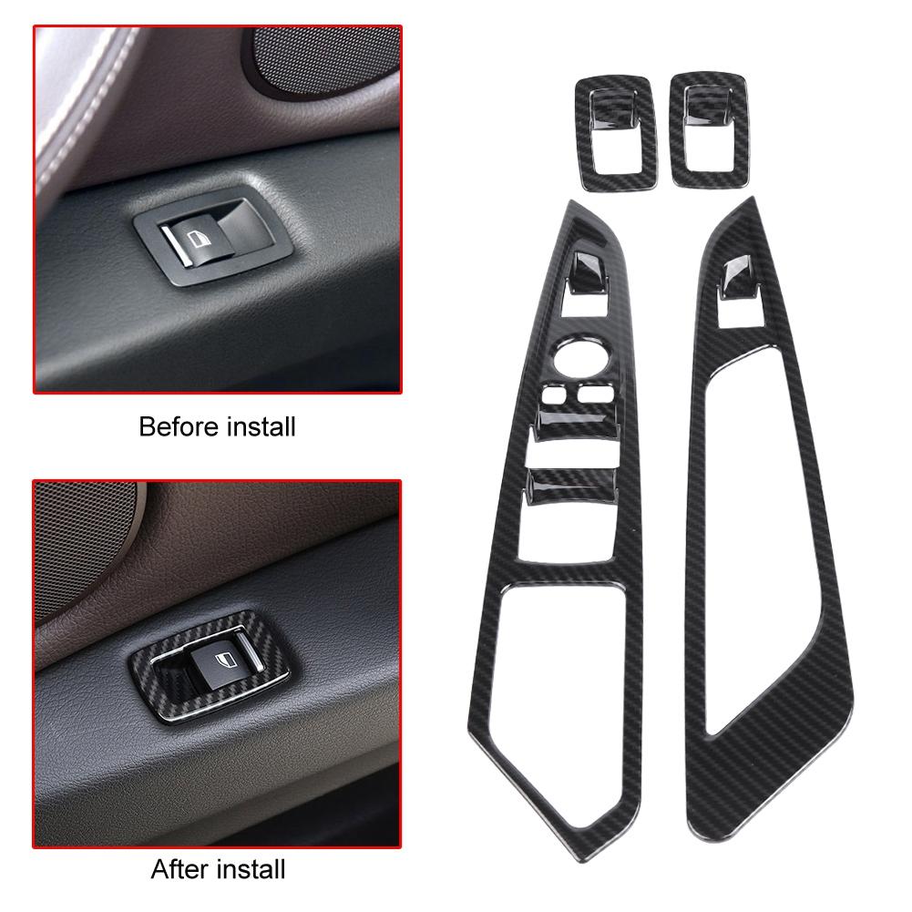 4pcs Carbon Fiber Car Window Switch Button Cover Trim for BMW X5 X6 F15 F16 14 18 Carbon Fiber