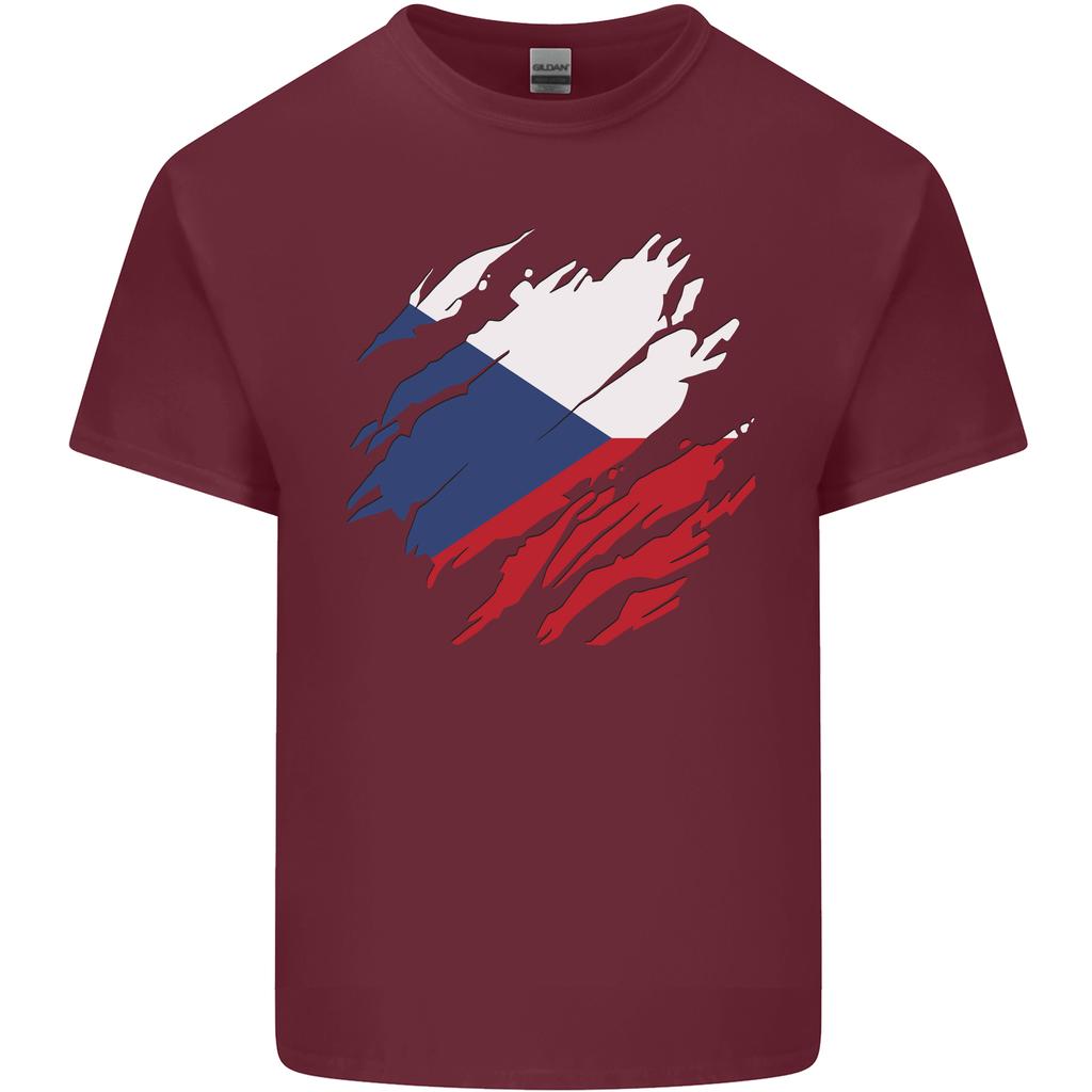 Torn Czechia Flag Czech Republic Day Football Unisexs Light Cotton TShirt
