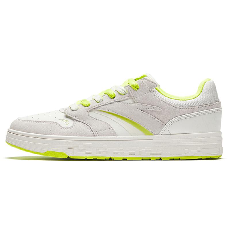 Anta Street Naughty Green Apple Slip-Resistant Cushioning Lightweight Low-Top Skateboard Shoes Men s White Yellow Sneakers 912338053-3 40