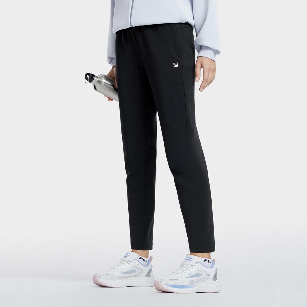 FILA Fitness Series Solid Color Mid-Rise Straight Leg Casual Pants Women bottoms Black A11W331606FBK