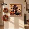 Decorative Hanging Pictures for Halloween Ghost Faux Pearl Art DIY Kit with Frame, Cat Painting Easy Projects Beginners Kit, 3D Witch Pumpkin