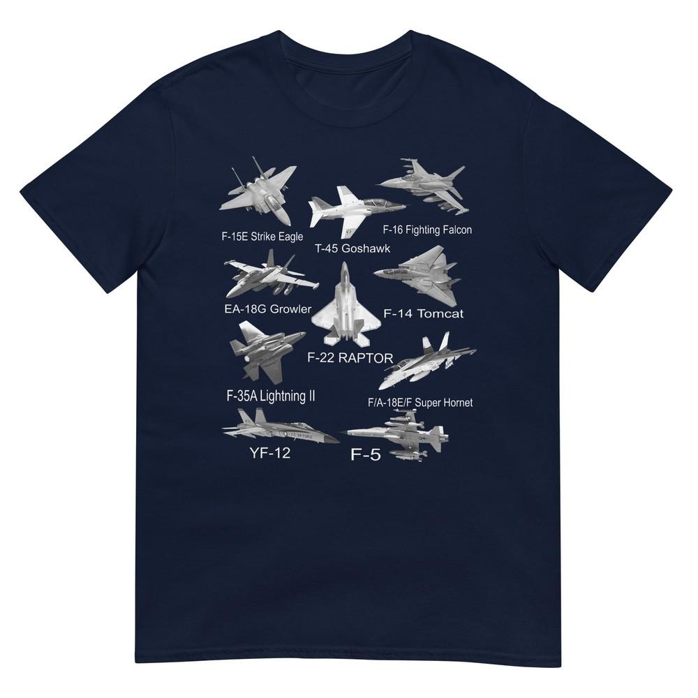 American Fighters Jets F22 Raptor F14 Tomcat Plane Spotting Tshirt Small S