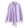 European and American Style, New Women's Fashion, Chic Satin Bow Embellished Shirt 4786024