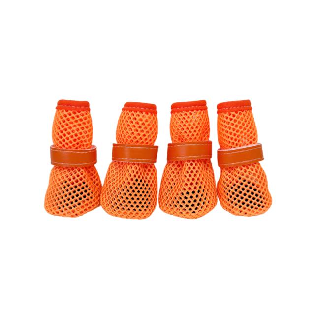 4PCS/Set All Season Dog Shoes Breathable Mesh Adjustable Dog Paw Protection Shoes Anti-slip Puppy Walking Footwear Pets Supplies