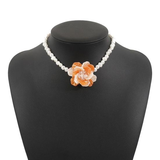 Kamelien-Perlen-Choker Retro Blume Perlenkette Elegante Kamelienkette Ohrringe für Hochzeitsparty Dating Urlaub